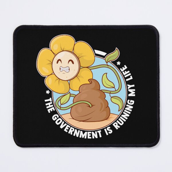 Item preview, Funny dark humor flower poop design – “The Government is ruining my life” sarcastic cartoon (on dark colors) designed and sold by messy-nessie.