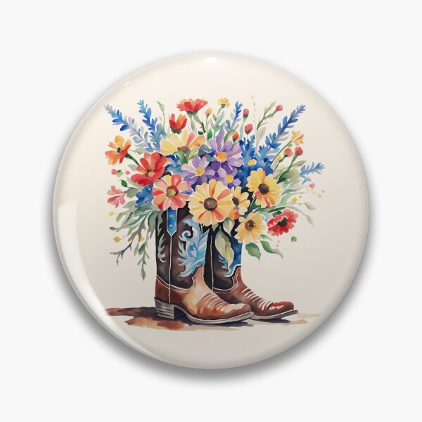 Item preview, Cowboy texas boots with flowers, Watercolor floral boots designed and sold by Clara Fruggeri.