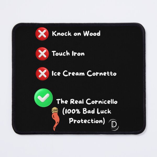 Item preview, Funny Italian Superstition Checklist Cornicello vs Cornetto Ice Cream Joke Shirt & Sticker Black  Version  designed and sold by TheItaliandilemma.