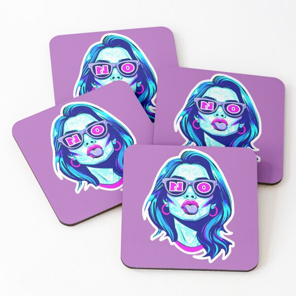 Item preview, NO Sassy Pop Art Graffiti Sarcastic Snarky Funny Girl With Tongue Out in Raspberry and Sunglasses LGBTQIA Feminist Attitude  designed and sold by pillarofme.