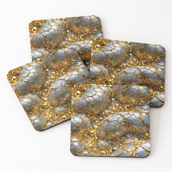 Item preview, Gold and Silver Luxe Pebble Abstract Texture Shimmering Metallic Stone Design designed and sold by Kaleidoscope Print.