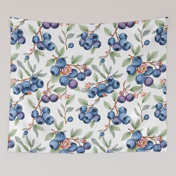 Item preview, Blueberry Pattern on a White Background | Nature-Inspired Art designed and sold by UnhingedBird.