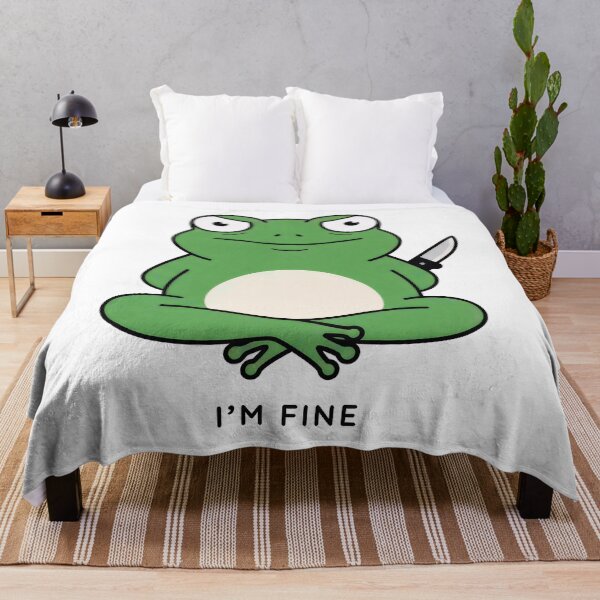 Item preview, I'm Fine Cute Frog Dark Humor Minimal Cartoon Design designed and sold by Echo-Draw.
