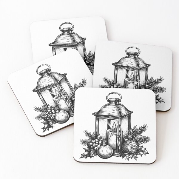 Item preview, Christmas Lantern Candle Winter Holiday Vintage Design designed and sold by inkoutninja.