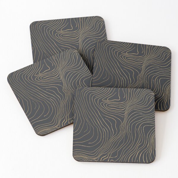 Item preview, Gold Topographic Lines on Minimalist Black Background designed and sold by ViralVibeLab.