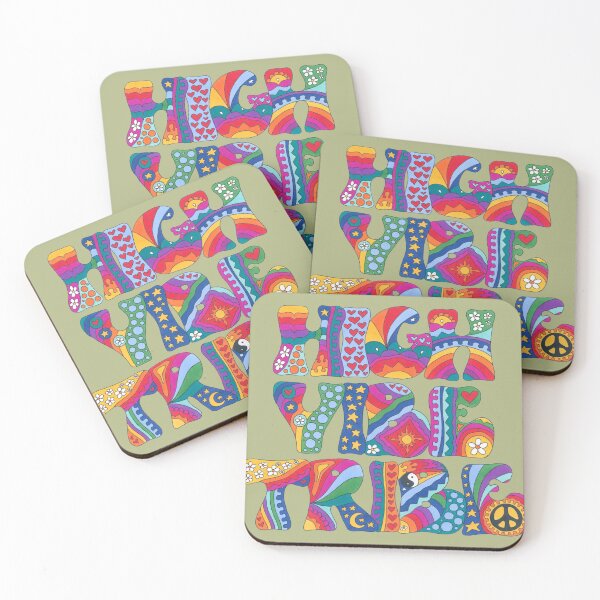 Item preview, Psychedelic High Vibe Tribe Art White– Retro Hippie Rainbow Groovy Peace Design designed and sold by Kellie Espie Art.