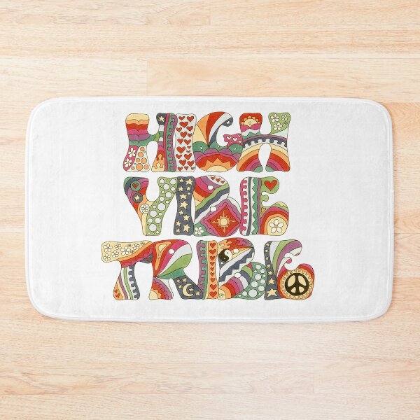 Item preview, Vintage Psychedelic High Vibe Tribe Art White– Retro Hippie Rainbow Groovy Peace Design designed and sold by Kellie Espie Art.