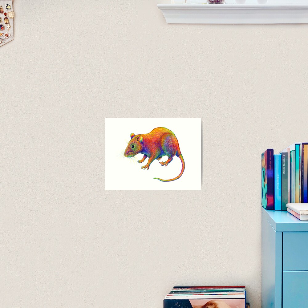 Psychedelic Rainbow Rat Art Print