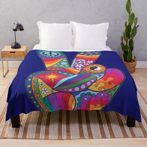 Item preview, Psychedelic Peace Out Art White– Retro Hippie Rainbow Groovy Peace Design designed and sold by Kellie Espie Art.