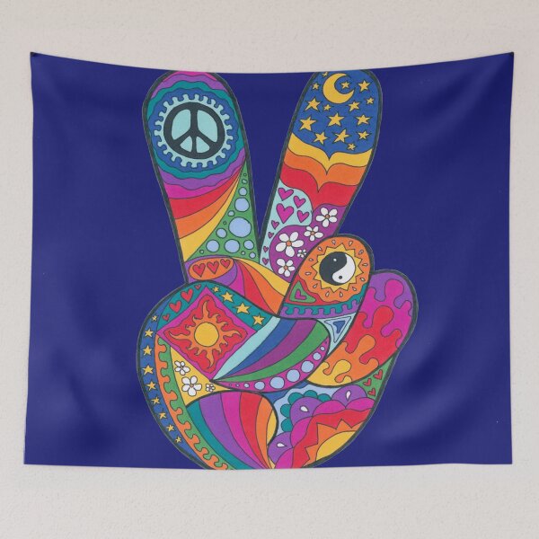 Item preview, Psychedelic Peace Out Art White– Retro Hippie Rainbow Groovy Peace Design designed and sold by Kellie Espie Art.