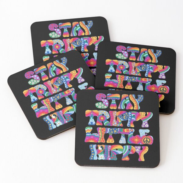 Item preview, Psychedelic Stay Trippy Little Hippy Art White– Retro Hippie Rainbow Groovy Peace Design designed and sold by Kellie Espie Art.