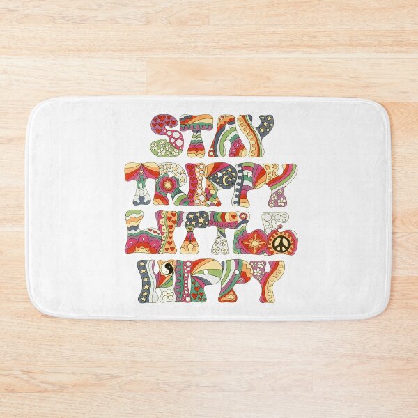 Item preview, Vintage Psychedelic Stay Trippy Little Hippy Art White– Retro Hippie Rainbow Groovy Peace Design designed and sold by Kellie Espie Art.