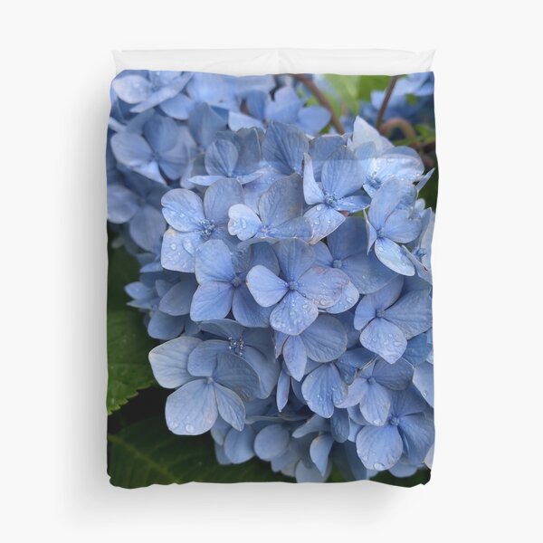 Water droplet blue hydrangea Duvet Cover