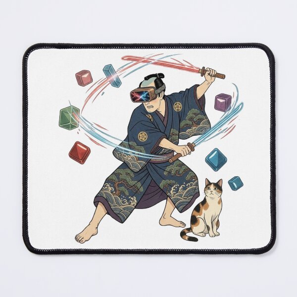 Item preview, Ukiyoe VR Samurai - Neon Beat Saber Battle with Cat designed and sold by LuckyCatClubJP.