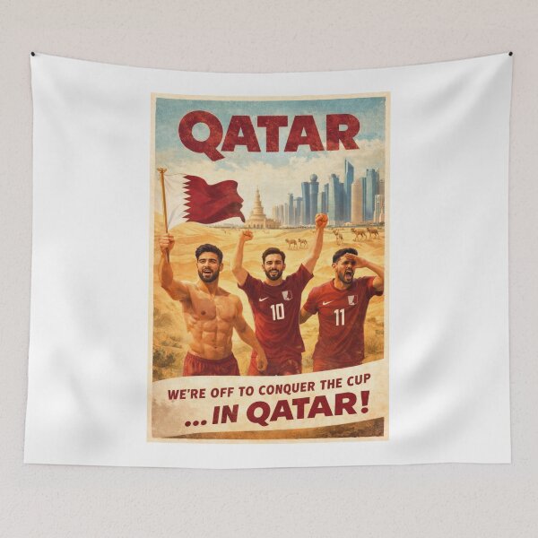 Item preview, Qatar Desert Skyline of Doha and Lusail Celebrating National Football Ambitions designed and sold by Aryabek.