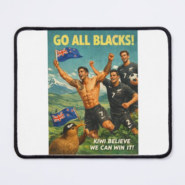 Item preview, New Zealand All Whites Football Spirit near Mount Cook and Southern Alps designed and sold by Aryabek.