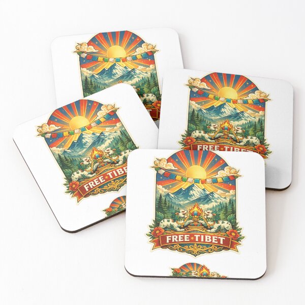 Item preview, Free Tibet Himalayan Sunrise over Potala Palace and Lhasa with Tibetan Prayer Flags designed and sold by Aryabek.