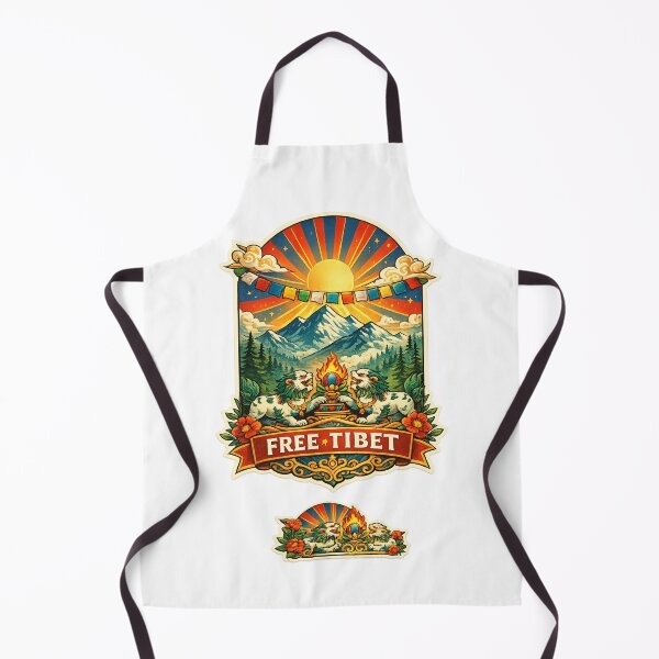 Item preview, Free Tibet Himalayan Sunrise over Potala Palace and Lhasa with Tibetan Prayer Flags designed and sold by Aryabek.