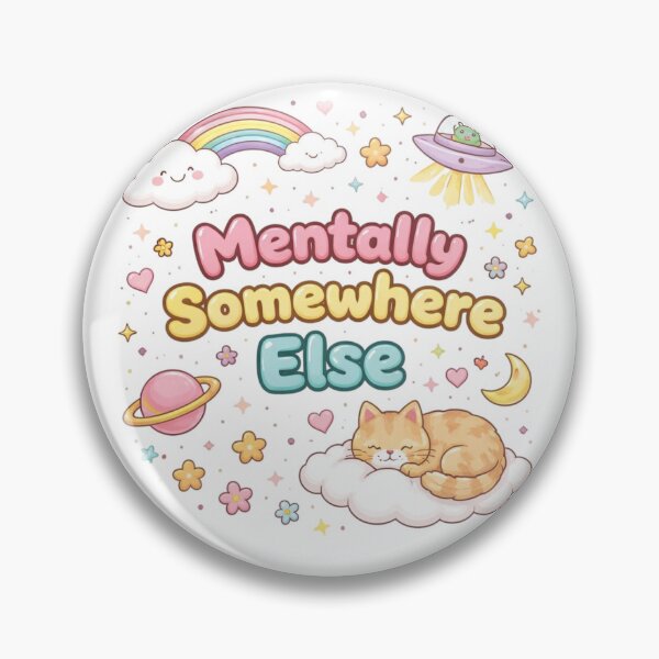 Item preview, Mentally Somewhere Else Cute Aesthetic Design | Introvert Mood Funny Quote Pastel Cartoon Art designed and sold by Sanika arts .