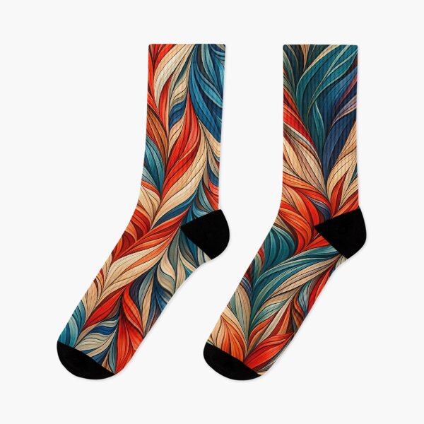 Artikelvorschau, Farbenfrohes Boho-Federblattmuster, lebendiges abstraktes botanisches Design entworfen und verkauft von Kaleidoscope Print.