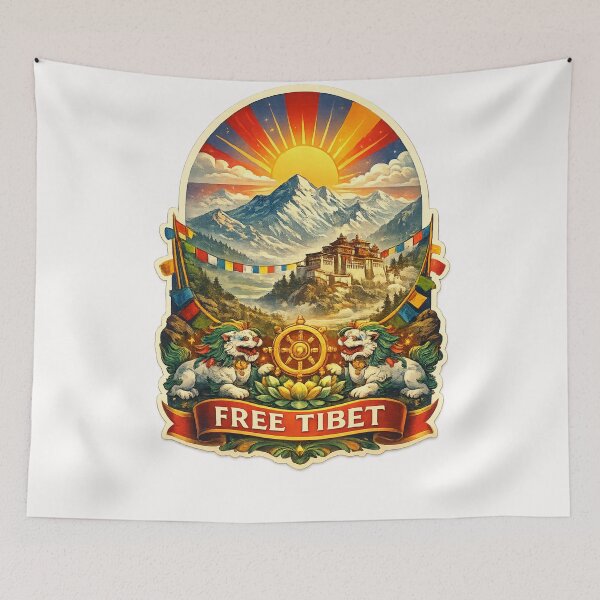 Item preview, Free Tibet Potala Palace and Himalayan Peaks near Lhasa on the Tibetan Plateau designed and sold by Places On Earth.
