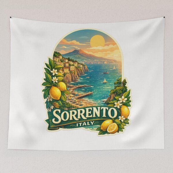 Item preview, Sorrento Amalfi Coast Panorama with Mount Vesuvius and Gulf of Naples Sunset designed and sold by Places On Earth.