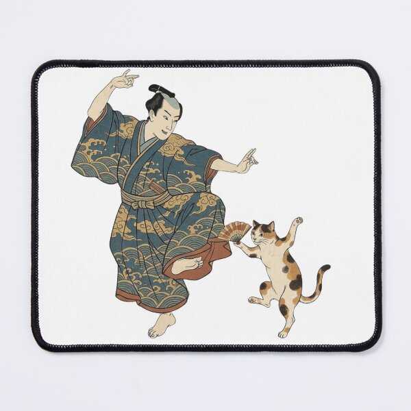 Item preview, Ukiyoe Dancing Samurai - Happy Dance with Fan Cat designed and sold by LuckyCatClubJP.