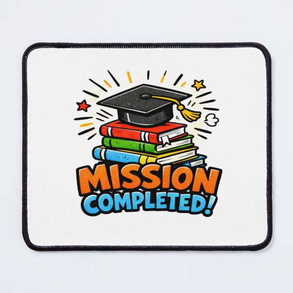 Item preview, Mission Completed Graduation Design • Funny Grad Cap & Books Art • Student Achievement Graphic designed and sold by Bright Nest Studio.