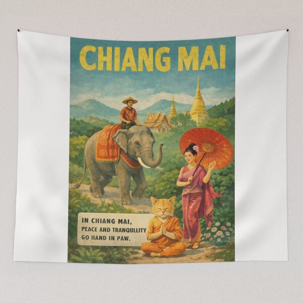 Item preview, Chiang Mai Elephant Temple Landscape with Wat Phra That Doi Suthep and Doi Inthanon Mountains designed and sold by Places On Earth.