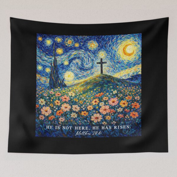 Item preview, Christian Easter He Is Not Here, He Is Risen Floral Starry Night designed and sold by will freed18.