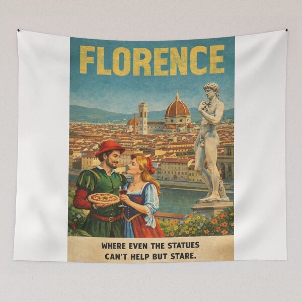 Item preview, Florence Cathedral and Ponte Vecchio Landscape in Tuscany along the Arno River designed and sold by Places On Earth.
