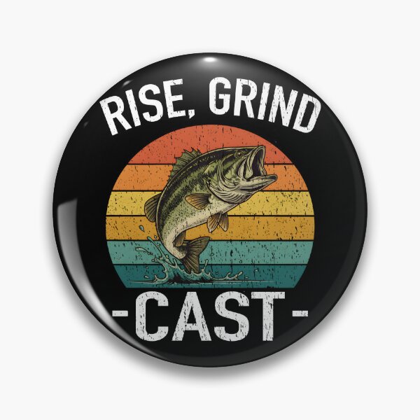 Item preview, Rise Grind Cast Fishing Bass Fishing Retro Sunset Largemouth Bass Angler fishing lover fish whisperer designed and sold by Jt41.