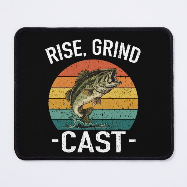 Item preview, Rise Grind Cast Fishing Bass Fishing Retro Sunset Largemouth Bass Angler fishing lover fish whisperer designed and sold by Jt41.
