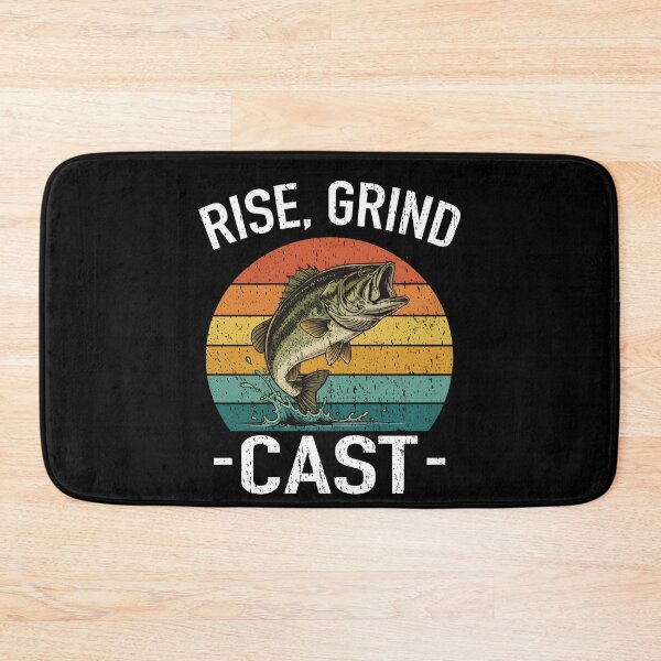 Item preview, Rise Grind Cast Fishing Bass Fishing Retro Sunset Largemouth Bass Angler fishing lover fish whisperer designed and sold by Jt41.