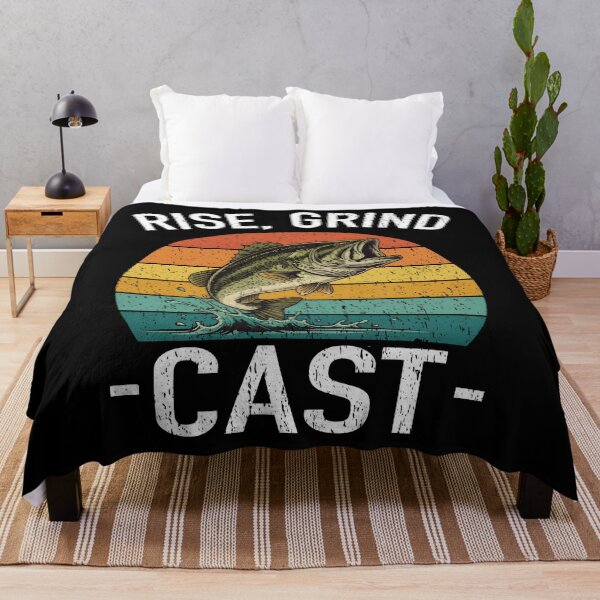 Item preview, Rise Grind Cast Fishing Bass Fishing Retro Sunset Largemouth Bass Angler fishing lover fish whisperer designed and sold by Jt41.