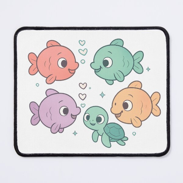 Item preview, Cute Fish and Turtle Cartoon Design designed and sold by Velvet-motive.