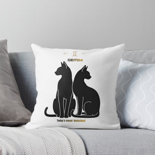 Aperçu de l'œuvre Gemini Funny Quote "Today’s Mood: Undecided " Zodiac Black Cat créée et vendue par Calm Cat Studio.