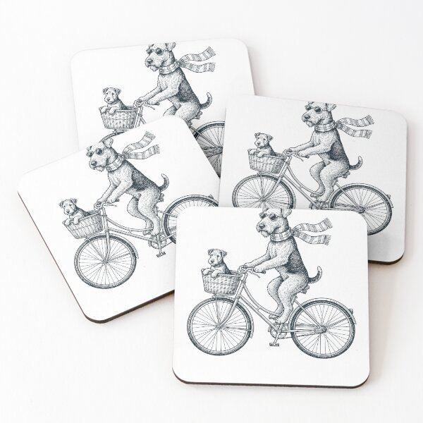 Item preview, Vintage Airedale Terrier Riding Bike Bicycle Cycling Dog Lover designed and sold by DoodleTortle.