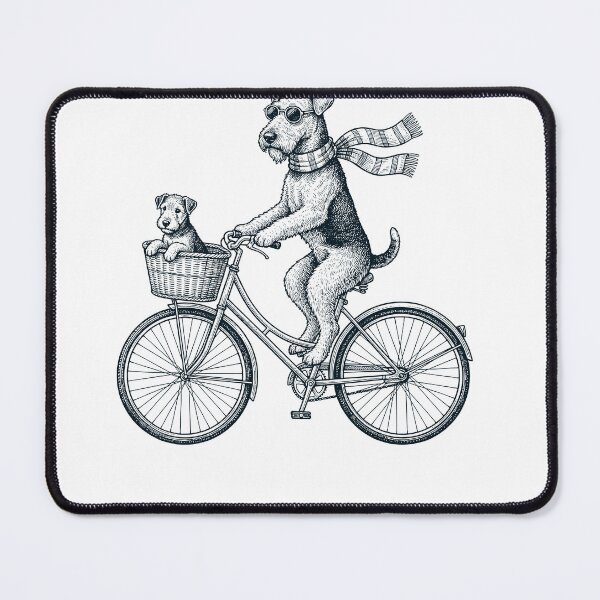 Item preview, Vintage Airedale Terrier Riding Bike Bicycle Cycling Dog Lover designed and sold by DoodleTortle.
