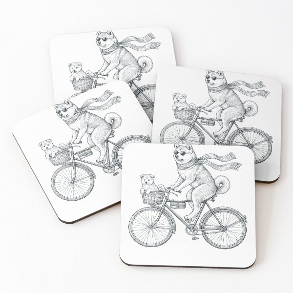 Aperçu de l'œuvre Vélo vintage Akita pour amoureux des chiens créée et vendue par DoodleTortle.