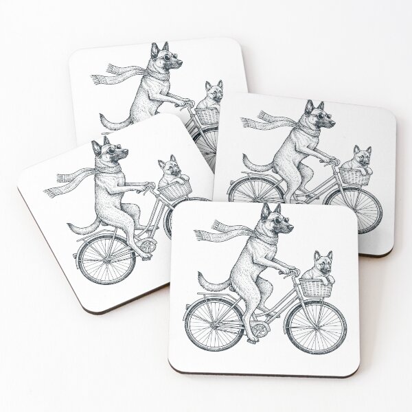 Item preview, Vintage Belgian Malinois Riding Bike Bicycle Cycling Dog Lover designed and sold by DoodleTortle.