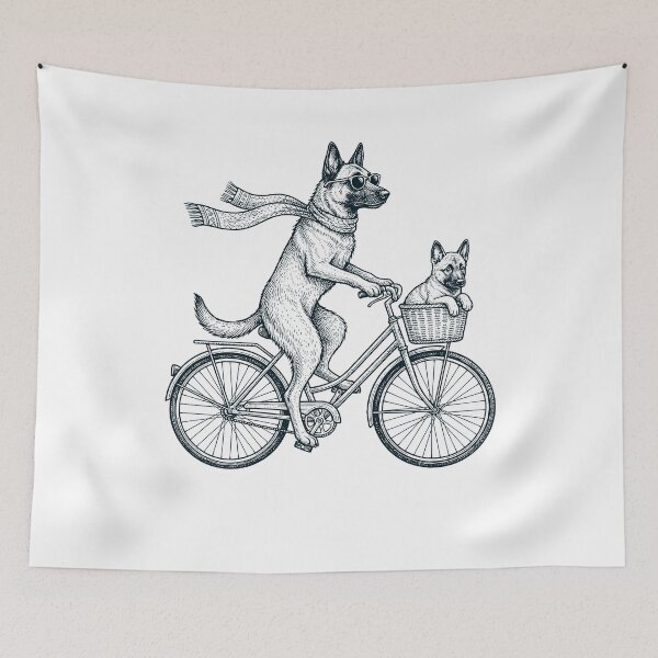 Item preview, Vintage Belgian Malinois Riding Bike Bicycle Cycling Dog Lover designed and sold by DoodleTortle.