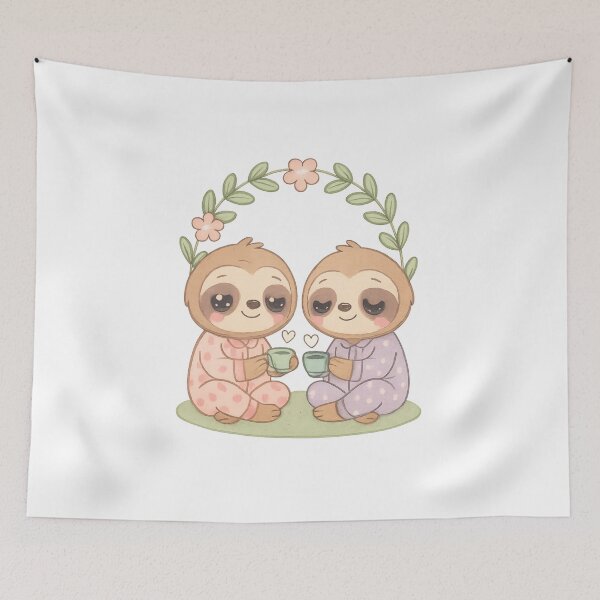 Item preview, Cute Sloth Tea Time Cartoon Design designed and sold by Velvet-motive.
