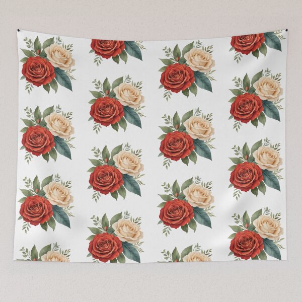 Item preview, Vintage Red and Cream Rose Floral Bouquet designed and sold by Nirismin.