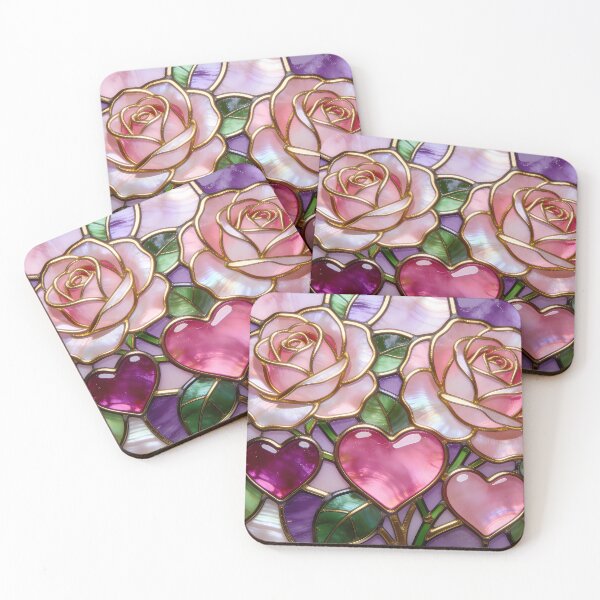 Item preview, Stained Glass Hearts and Roses designed and sold by CalmnessbyChoice.