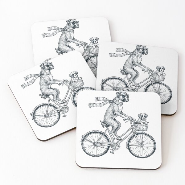 Item preview, Vintage Boxer Dog Riding Bike Bicycle Cycling Dog Lover designed and sold by DoodleTortle.