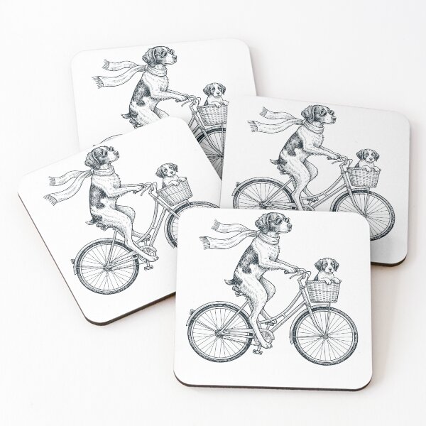 Item preview, Vintage Brittany Dog Riding Bike Bicycle Cycling Dog Lover designed and sold by DoodleTortle.