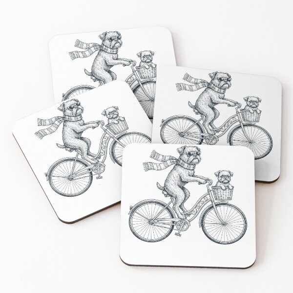 Item preview, Vintage Brussels Griffon Riding Bike Bicycle Cycling Dog Lover designed and sold by DoodleTortle.