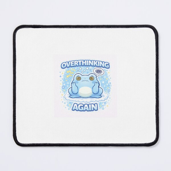Item preview, Cute Blue Frog Overthinking Again Funny Relatable Aesthetic Sticker designed and sold by Digital_products_0111.