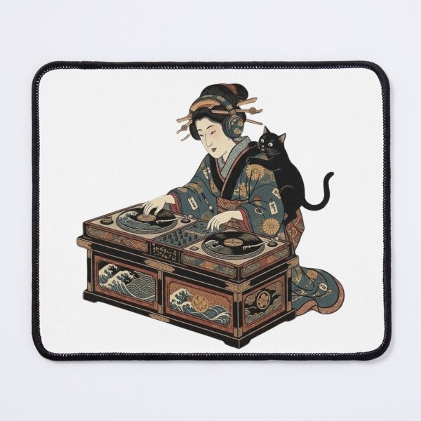 Item preview, Ukiyoe DJ Geisha - Lofi Beats & Black Cat designed and sold by LuckyCatClubJP.